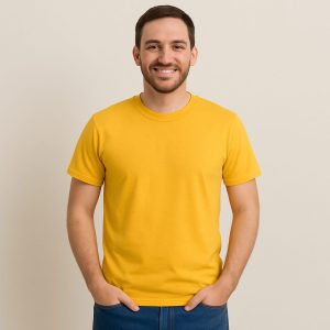 Men’s Classic Crew Neck Yellow T-Shirt – Casual & Comfortable Fit