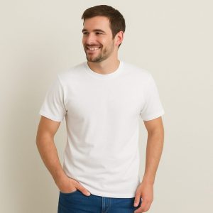Classic Men’s White Crew Neck T-Shirt – Premium Cotton Fit