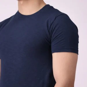 Men’s Classic Navy Blue Half sleeves Crew Neck T-Shirt – Premium Comfort