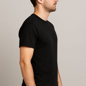 Men’s Classic Fit Cotton T-Shirt –Black Half Sleeves, Crew Neck