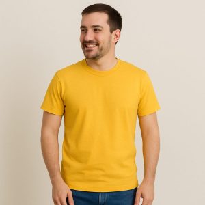 Men’s Classic Crew Neck Yellow T-Shirt – Casual & Comfortable Fit