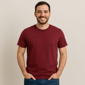 Classic Maroon Half Sleeves Crew Neck T-Shirt – Premium Cotton Comfort