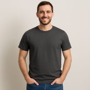 Men’s Classic Fit Cotton T-Shirt – Charcoal Grey | Half Sleeves, Crew Neck
