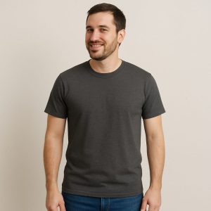 Men’s Classic Fit Cotton T-Shirt – Charcoal Grey | Half Sleeves, Crew Neck