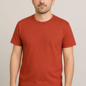 Classic Brick Red Men’s Crew Neck T-Shirt – Soft Cotton Casual Fit